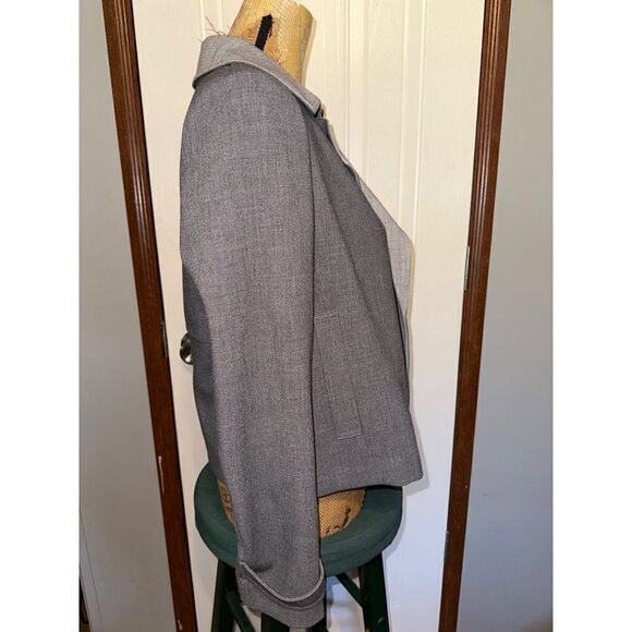 NWT Tommy Hilfiger Women's Gray Contrast-Trim Trench Jacket Blazer Size 4 - Picture 8 of 16